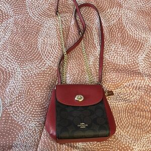 Coach Red and Brown Small Backpack